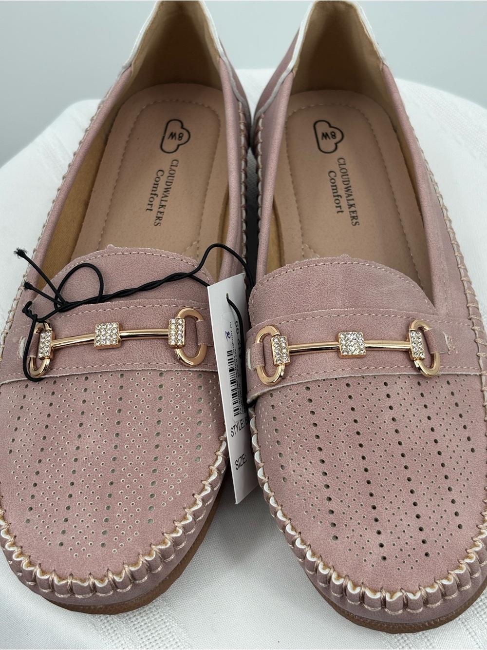 Cloudwalkers Loafers Women’s 8 Blush Pink Rhinestone Horse-bit Comfort NWT